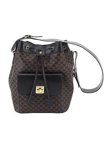 Céline Celine Macadam Shoulder Handbag, Leather, Black/Brown, Gold Hardware (view 1)
