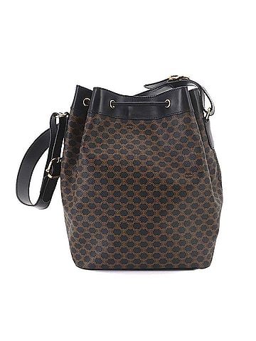 Céline Celine Macadam Shoulder Handbag, Leather, Black/Brown, Gold Hardware (view 2)