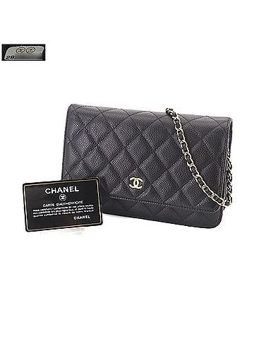 Chanel Chanel Matelassé Classic Chain Wallet, Long Caviar Leather, Black, AP0250, Gold Hardware. (view 2)