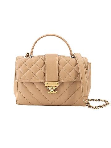 Chanel Chanel Golden Class CC Matelassé Chevron V-stitch 2-way Hand Chain Shoulder Handbag Leather Beige Gold Hardware AS0804 Bag (view 1)