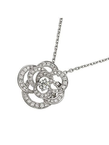 Chanel Chanel Camellia Diamond Necklace, Medium, 41cm, 18K White Gold (750), Flower Design. (view 1)