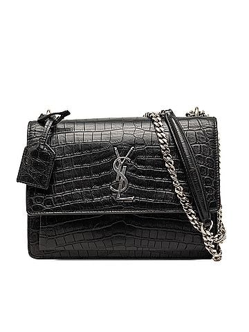Saint Laurent Medium Croc Embossed Leather Monogram Sunset Crossbody (view 1)