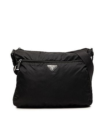 Prada Prada Triangle Logo Plate Crossbody Shoulder Bag, Black Nylon, Women's PRADA (view 1)