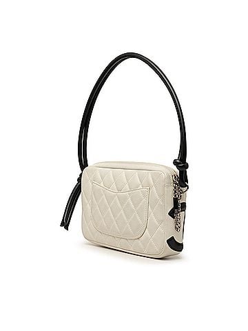 Chanel Chanel Cambon Line Coco Mark Handbag One Shoulder White Black Lambskin Women's CHANEL (view 2)