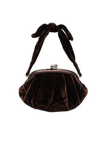 Chanel Chanel Coco Mark Clasp Handbag Mini Brown Velour Women's CHANEL (view 1)