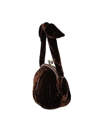 Chanel Chanel Coco Mark Clasp Handbag Mini Brown Velour Women's CHANEL (view 2)