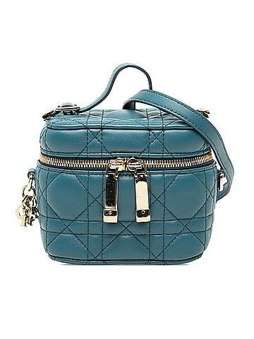 Christian Dior Christian Dior Dior Micro Cannage Vanity Bag Shoulder Blue Lambskin Women's (view 1)