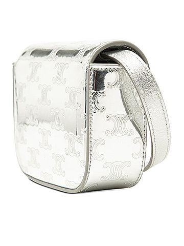 Céline Celine Triomphe Mini Claude Crossbody Shoulder Bag/Pouch, Silver Patent Leather, Women's CELINE (view 2)