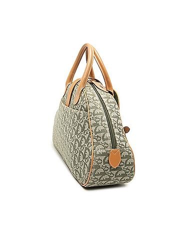 Christian Dior Christian Dior Dior Trotter Double Saddle Bag Jacquard Handbag Green Beige Canvas Leather Women's (view 2)