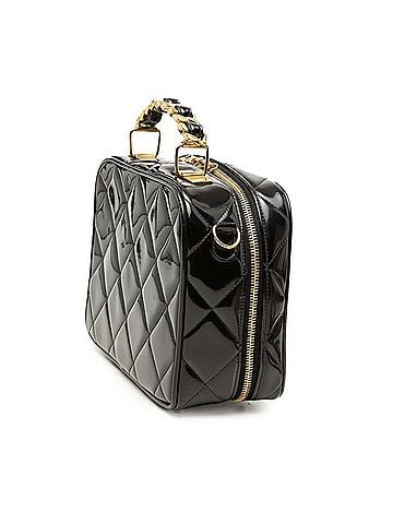 Chanel Chanel Matelassé Handbag Chain Shoulder Bag 2WAY Black Patent Leather Women's CHANEL (view 2)