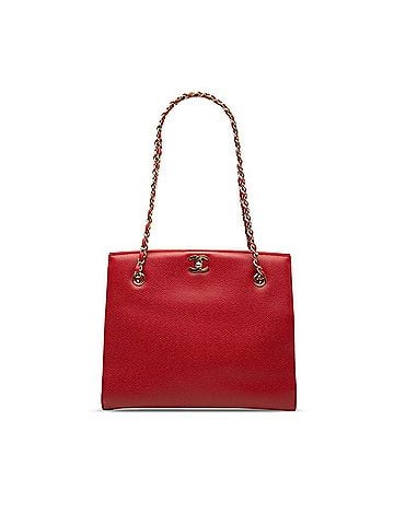 Chanel Chanel Coco Mark Chain Shoulder Bag Tote, Red Caviar Leather, Women's CHANEL (view 1)