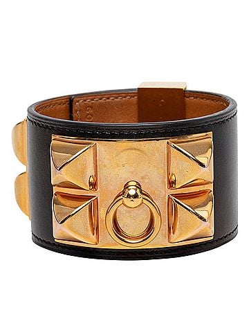 Hermès Hermes Collier de Chien Bracelet, Size: S, Black Box Calf Leather, Women's. (view 1)