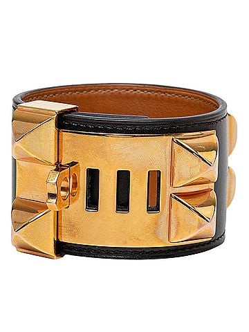 Hermès Hermes Collier de Chien Bracelet, Size: S, Black Box Calf Leather, Women's. (view 2)