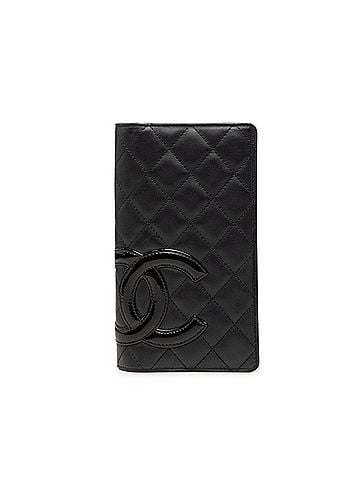 Chanel Chanel Cambon Line Matelassé Coco Mark Bi-fold Long Wallet Black Pink Leather Enamel Women's CHANEL (view 1)