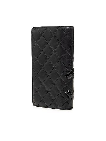 Chanel Chanel Cambon Line Matelassé Coco Mark Bi-fold Long Wallet Black Pink Leather Enamel Women's CHANEL (view 2)