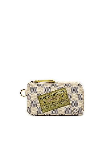Louis Vuitton Louis Vuitton Damier Azur Pochette Clé Complice Wallet/Coin Case, L-shaped Zipper, N63085, White/Green Leather, Women's LOUIS VUITTON (view 1)