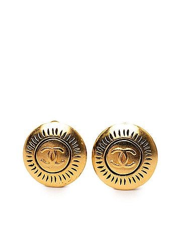 Chanel Chanel Coco Mark Vintage Round Earrings, 96C Stamped, Gold Plated, Women's CHANEL (view 1)