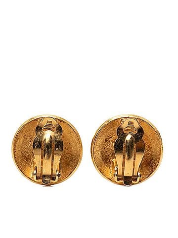 Chanel Chanel Coco Mark Vintage Round Earrings, 96C Stamped, Gold Plated, Women's CHANEL (view 2)