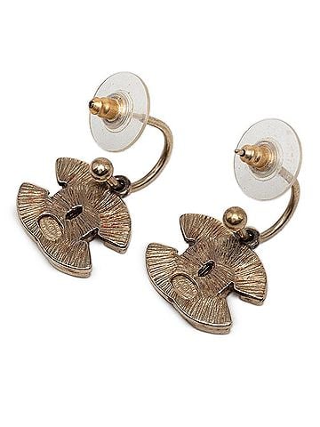 Chanel Chanel Coco Mark Hoop Earrings, 08P Engraving, Gold and Red Plated, Women's CHANEL (view 2)