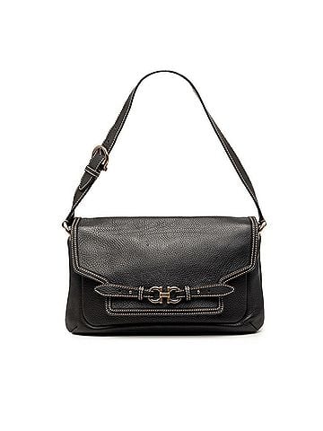 Salvatore Ferragamo Salvatore Ferragamo Gancini Shoulder Bag, One-Shoulder, Black Leather, Women's (view 1)