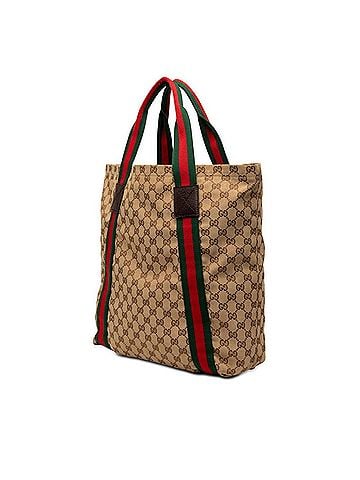 Gucci Gucci GG Canvas Sherry Line Tote Bag 189669 Beige Leather Women's GUCCI (view 2)
