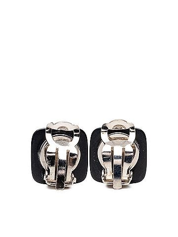 Chanel Chanel Coco Mark Keycap Motif Earrings, 00T Engraving, Black Plastic Metal, Women's CHANEL (view 2)
