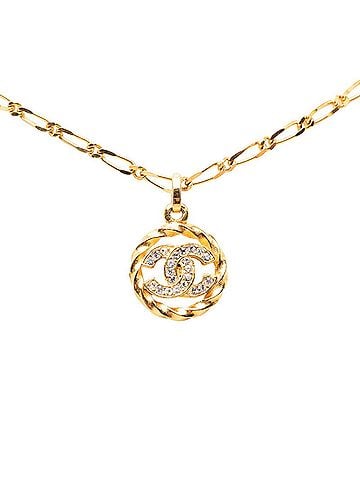 Chanel Chanel Coco Mark Pendant Necklace, Gold Plated, Rhinestone, Women's CHANEL (view 1)