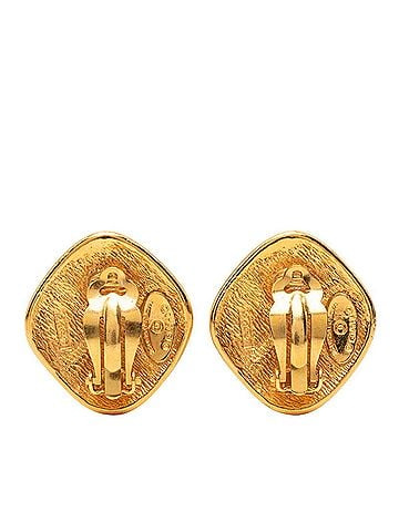 Chanel Chanel diamond-shaped motif earrings, gold plated, women's. (view 2)