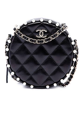 Chanel Quilted Calfskin Pearl Studded Round Clutch with Chain (view 1)