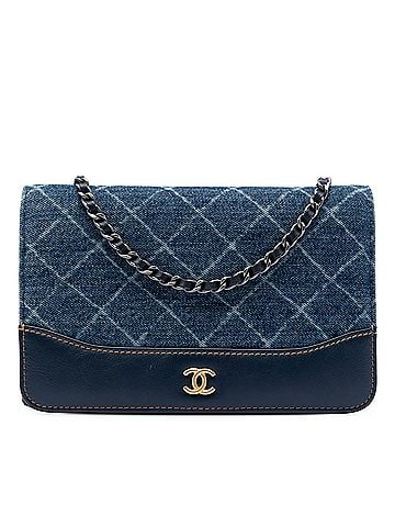 Chanel Printed Denim and Calfskin Gabrielle Wallet On Chain (view 1)
