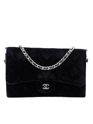 Chanel CC Quilted Velvet Wallet on Removable Chain (view 1)