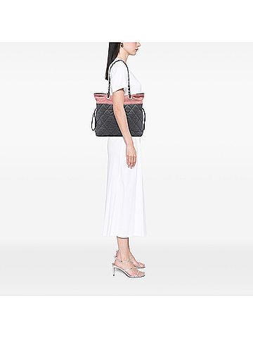Chanel CC Quilted Denim Grosgrain Drawstring Tote (view 2)