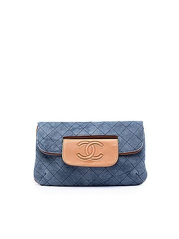 Chanel CC Quilted Denim Foldover Clutch (view 1)
