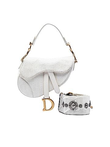 Dior Mini Oblique Embroidered Canvas Saddle Bag (view 1)