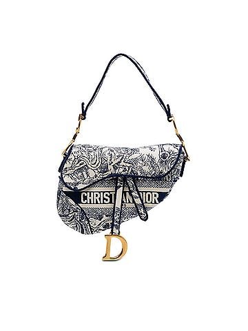 Dior Embroidered Canvas Toile de Jouy Saddle Bag (view 1)
