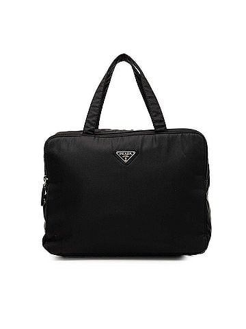 Prada Prada Triangle Logo Plate Handbag Cosmetic Bag Black Nylon Women's PRADA (view 1)