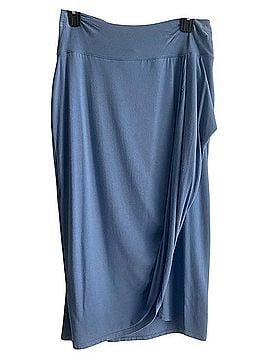 Athleta Dusty Blue Midi Wrap Skirt Casual Skirt (view 1)