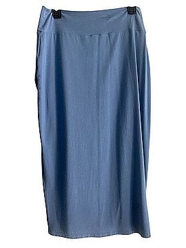 Athleta Dusty Blue Midi Wrap Skirt Casual Skirt (view 2)