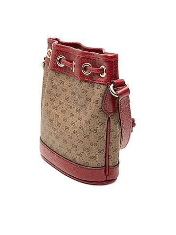 Gucci Gucci x Doraemon Mini GG Supreme Bucket Bag Shoulder 647801 Brown Red Leather Women's GUCCI (view 2)