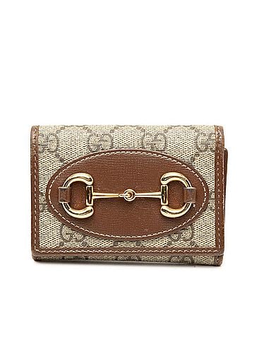 Gucci Gucci GG Supreme Horsebit Tri-fold Wallet 644462 Beige Brown Leather Women's GUCCI (view 1)