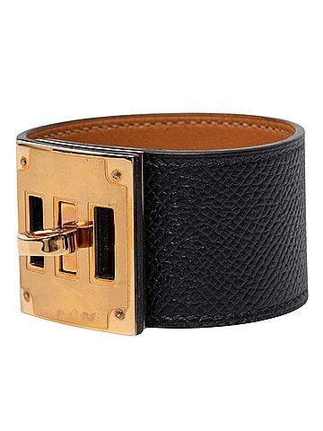Hermès Hermes Kelly Dog Bracelet, Black Veau Epsom Leather, Plated, Women's. (view 2)