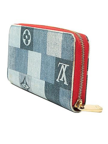 Louis Vuitton Louis Vuitton Monogram Denim Patchwork Zippy Wallet, Round Zipper Long M44938, Indigo Blue Leather, Women's LOUIS VUITTON (view 2)
