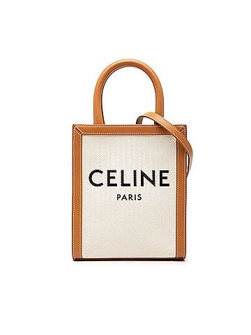 Céline Celine Vertical Cabas Handbag Shoulder Bag 2-Way White Brown Canvas Leather Women's CELINE (view 1)