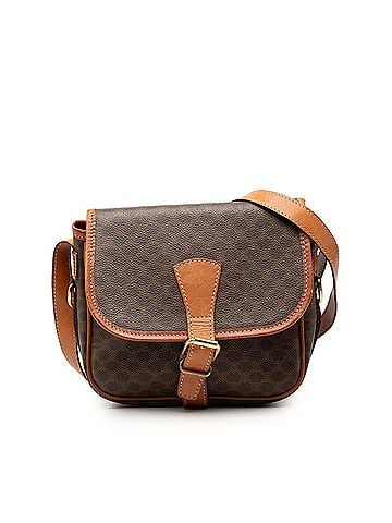 Céline Celine Macadam Crossbody Shoulder Bag, Brown Leather, Women's CELINE (view 1)