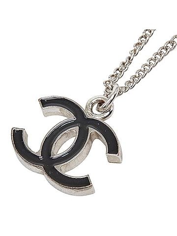Chanel Chanel Coco Mark Necklace, Silver and Black Metal, Women's CHANEL (view 1)