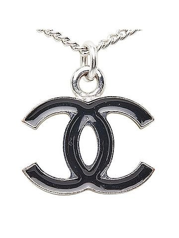 Chanel Chanel Coco Mark Necklace, Silver and Black Metal, Women's CHANEL (view 2)
