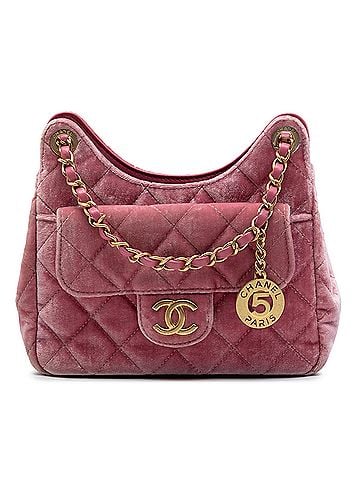 Chanel Small Quilted Velvet Wavy CC Hobo (view 1)