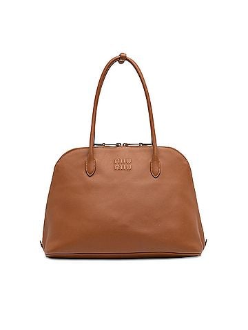 Miu Miu Softy Calfskin Embossed Logo Shoulder Bag (view 1)