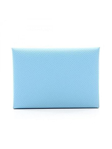 Hermès Hermes Calvi Duo Wallet - Coin Purse Leather Veau Epsom Women's Blue (view 1)