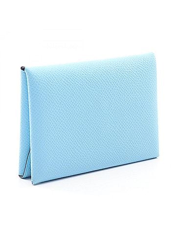 Hermès Hermes Calvi Duo Wallet - Coin Purse Leather Veau Epsom Women's Blue (view 2)